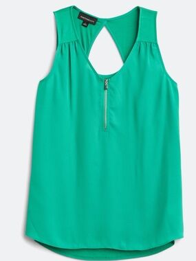 Teal Sleeveless Zip-Front Blouse
